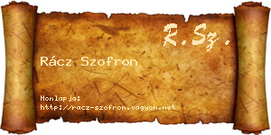 Rácz Szofron névjegykártya